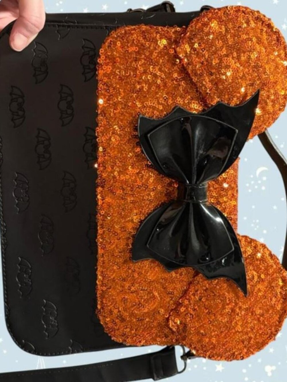 Disney x Loungefly Minnie Mouse Halloween black & orange sequin crossbody bag